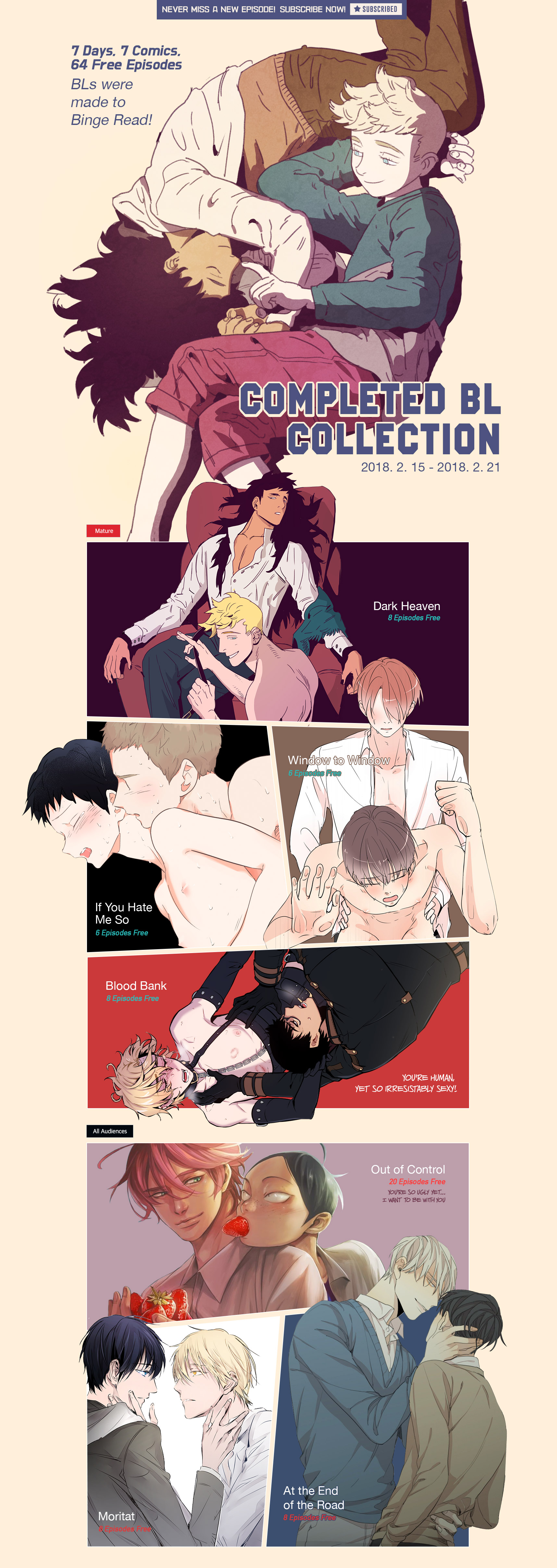 Completed Bl Collection Bls Were Made To Binge Read 7 Days 7 Comics 64 Free Episodes Lezhin Comics