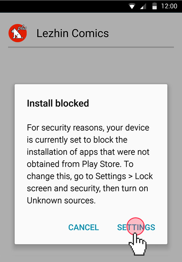 popup that blocks you from installing the app