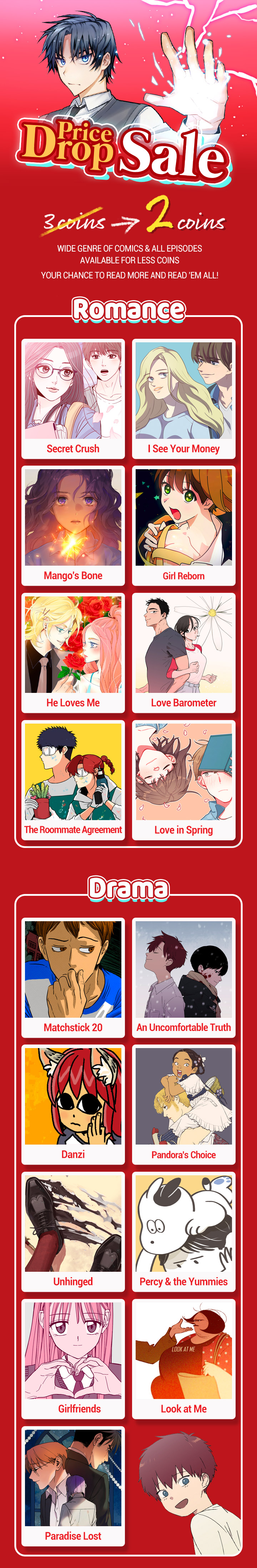 Lezhin US 2020 Price Drop Sale! 3 Coins? No! It's 2 Coins! Lezhin